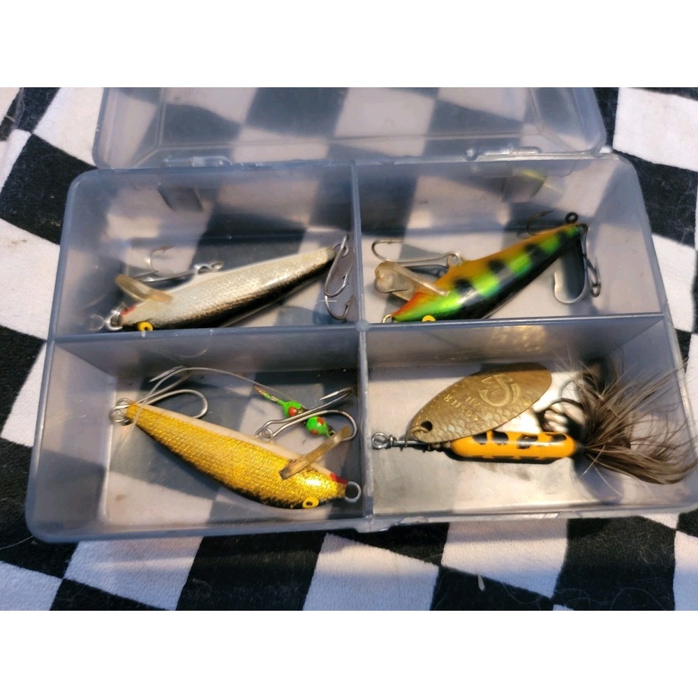 Vintage Fishing Lure Lot in Tackle Box  As Found Unsorted
